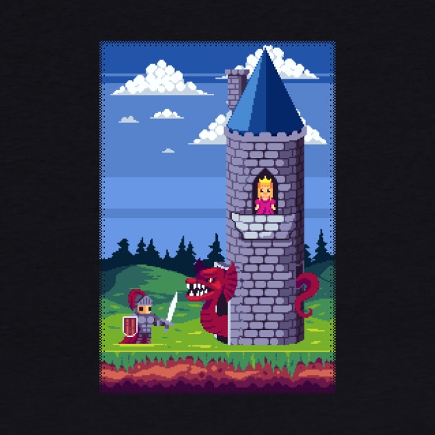 Pixels and Peril: The Knight's Quest to Rescue the Captive Princess from the Fiery Dragon's Lair by Holymayo Tee